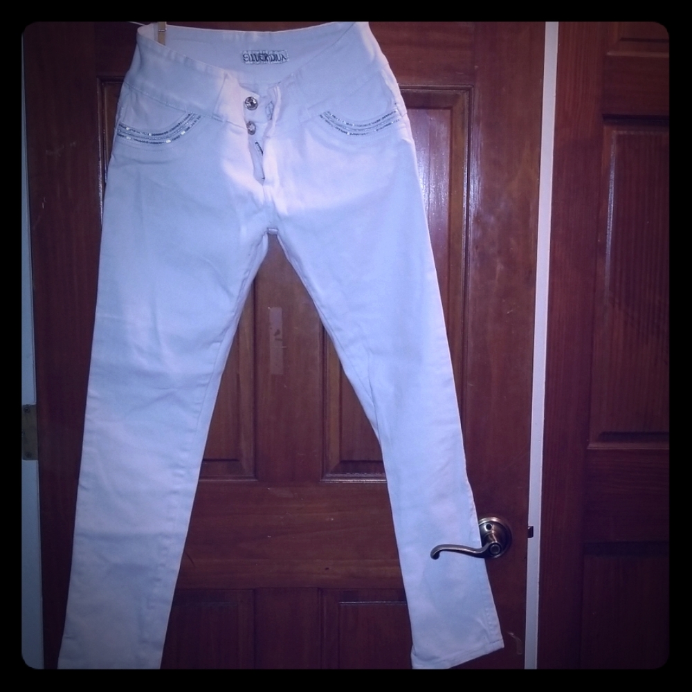 Silver Diva white skinny jeans